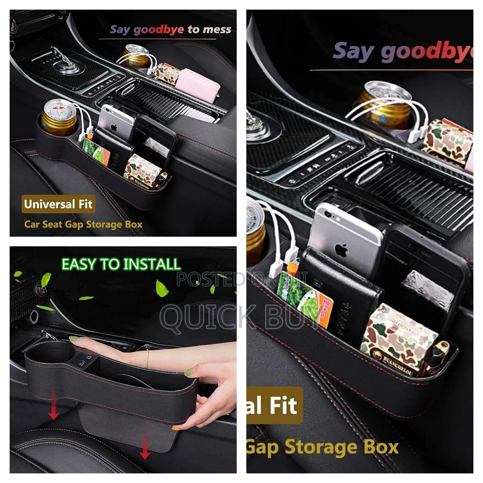 Car Gap Filler Storage With Usb Charger Extension
