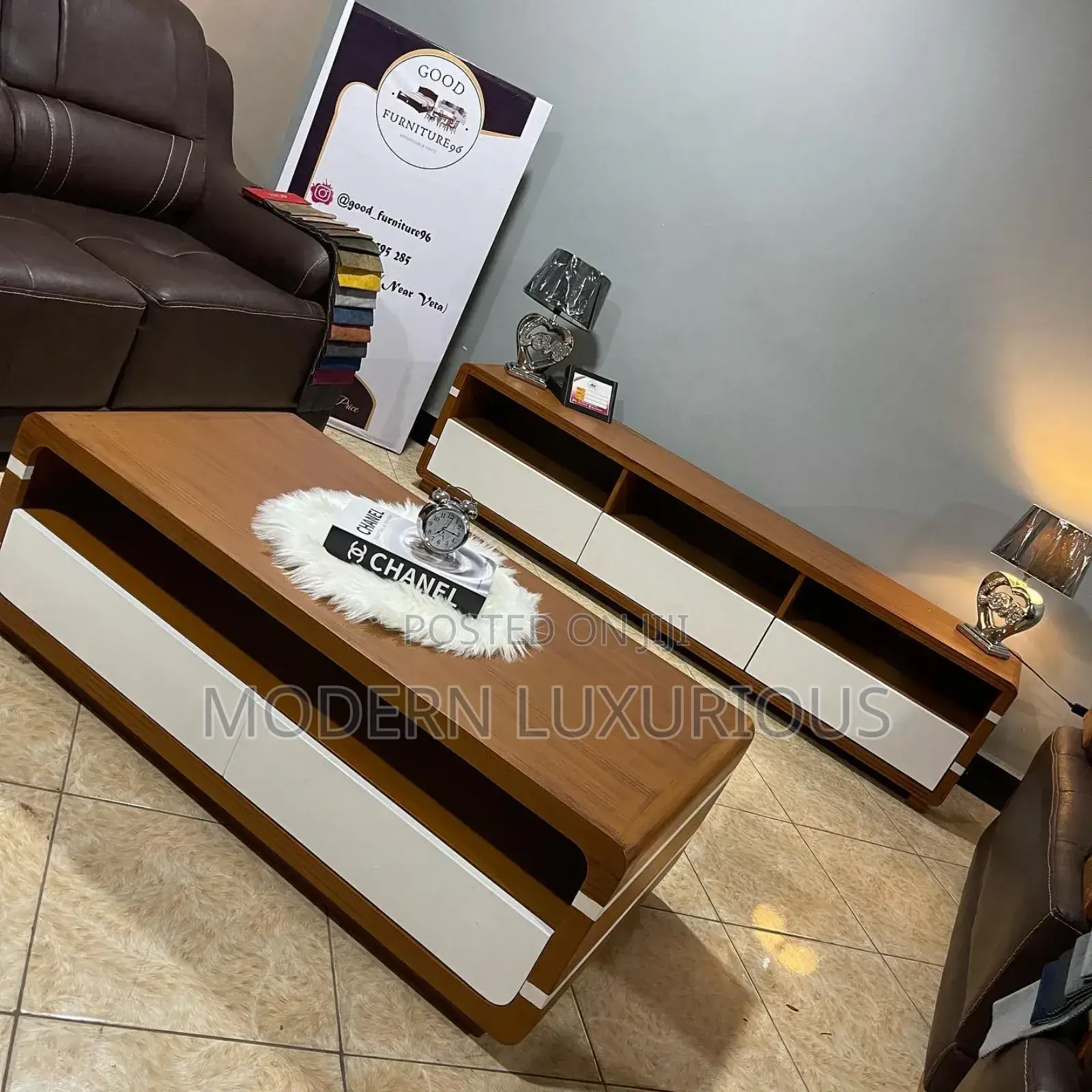 New Modern Coffee Table/ and Tv Stand/ With Marble Top
/