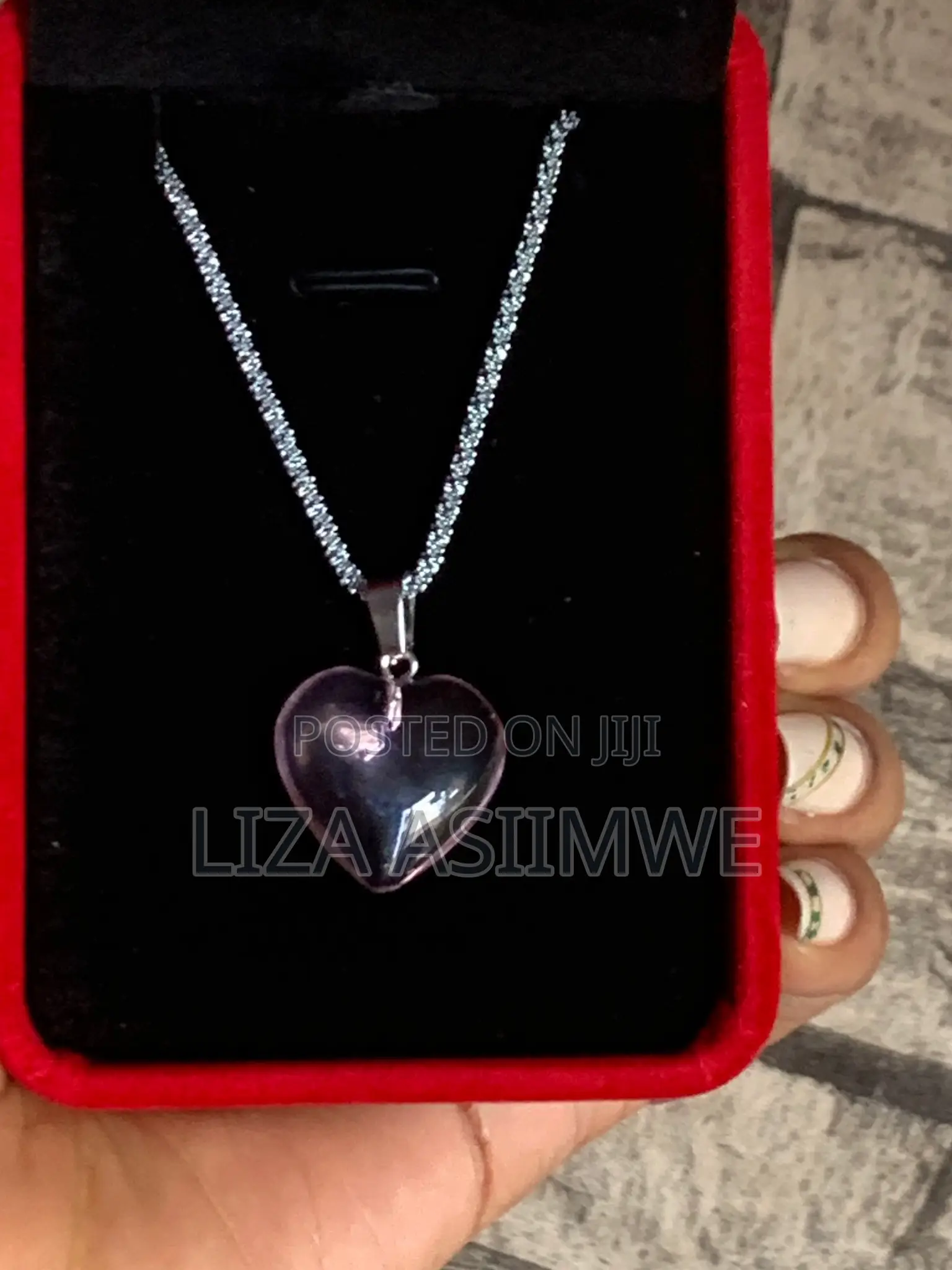 Pink Rose Heart Pendant Necklace