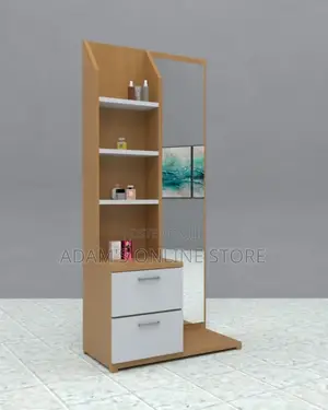 Dressing Mirror in Beach Color and White Drawer