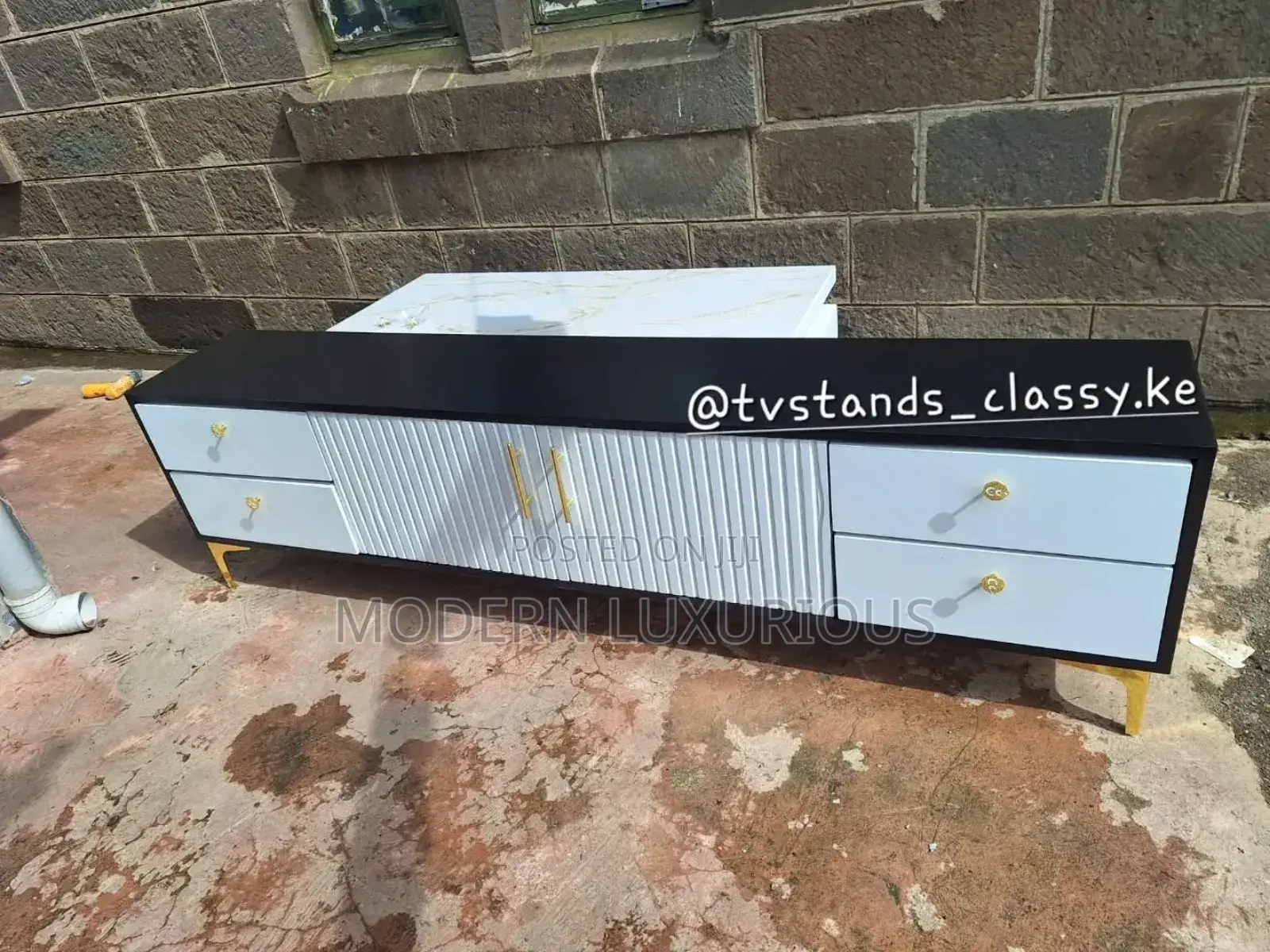 Glossy Black vs Matte Black Tv Stand in Uganda Modern Fu