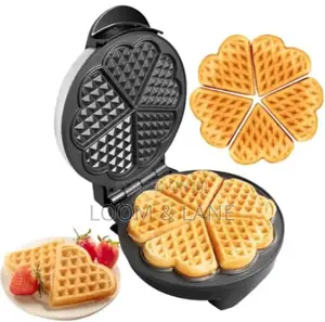 5 Slicer Heart Shaped Non Stick Waffle Maker