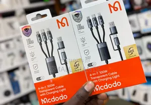 McDodo 6-in-1 100w Transparent Cable With Charging Light