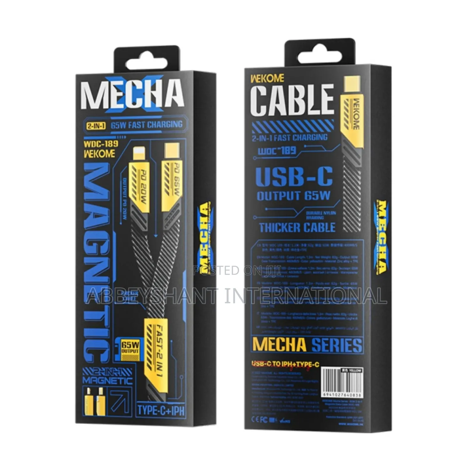 65w Usb-C/Type-C to Usb-C/Type-C+8 Pin Magnetic Data Cable,