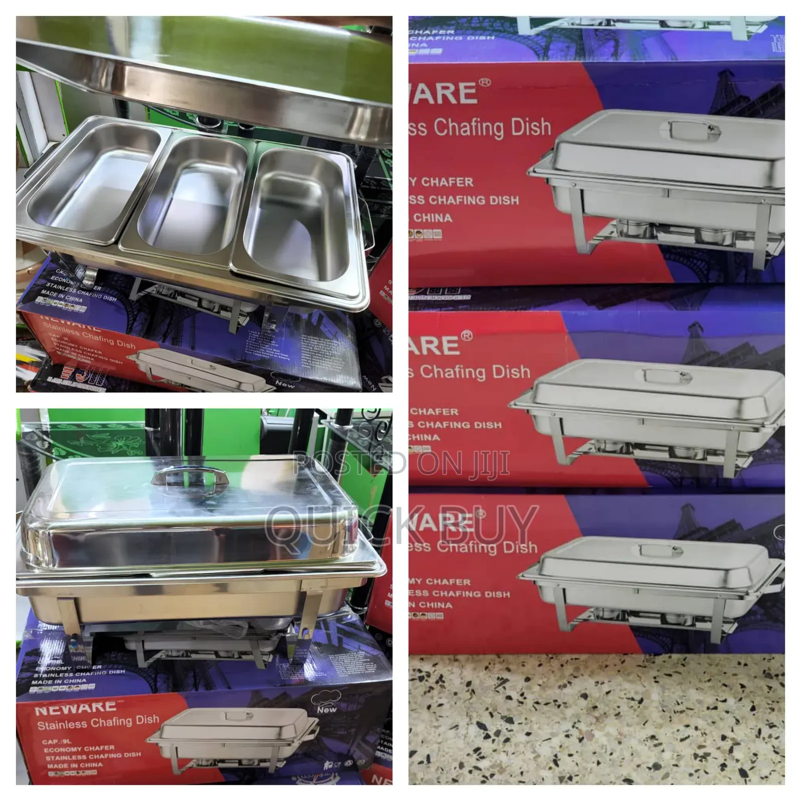 Neware Stainless Large Triple Chaffing Dish Food Warmer