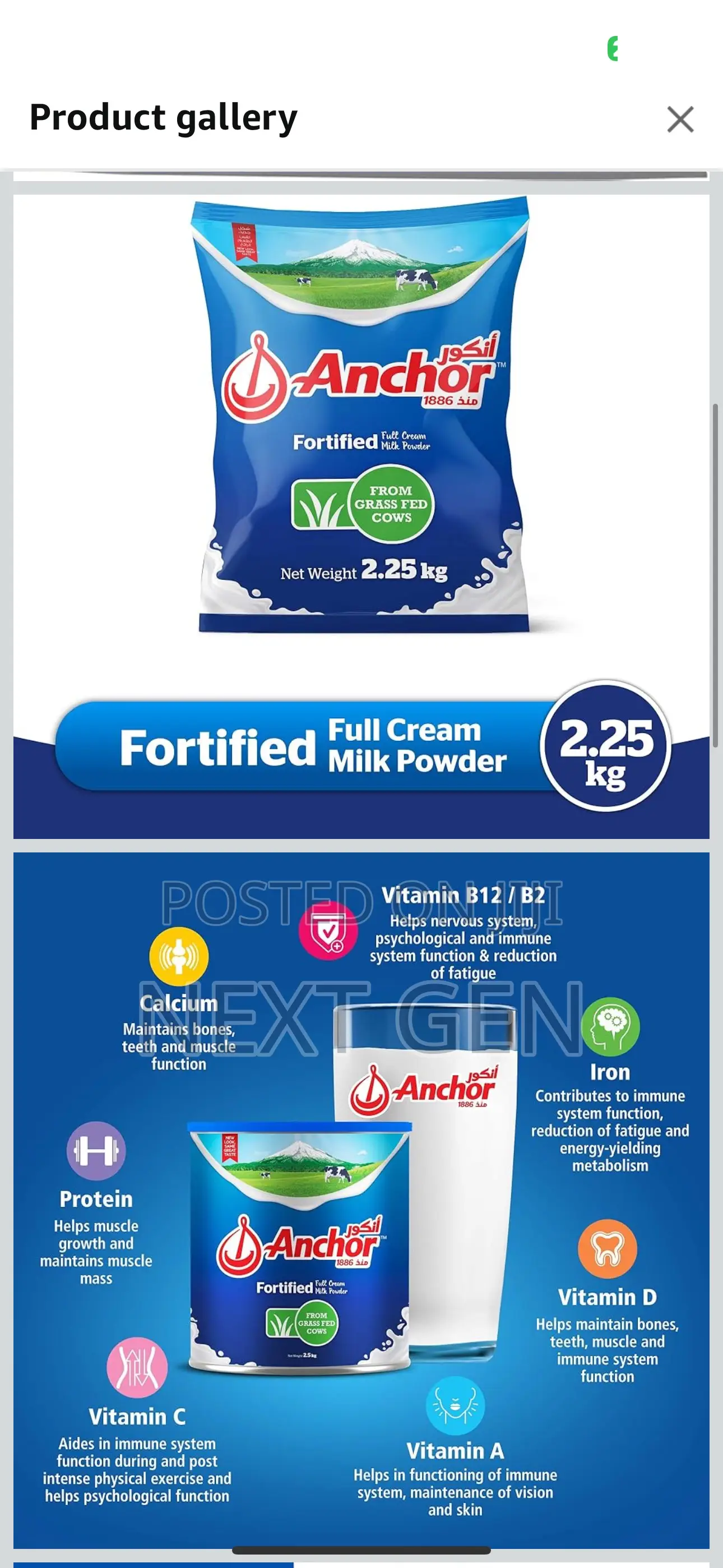 Anchor Full Cream Milk Powder Pouch 2.25kg