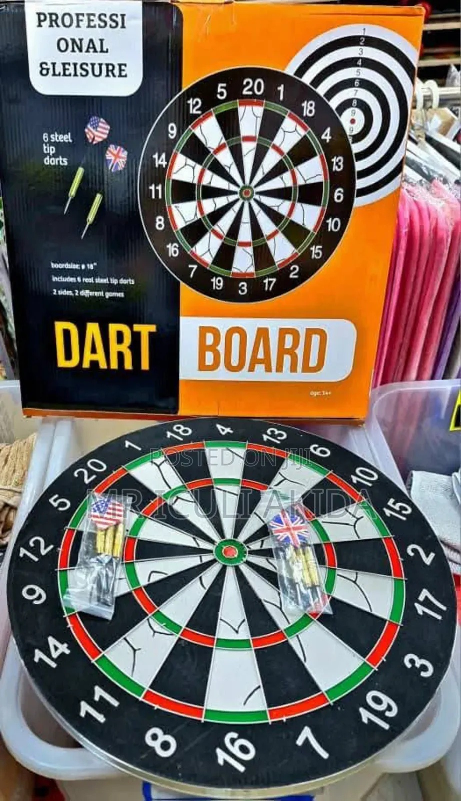 18"(45cm)43cm Professional Dart Board Game WTH 6steel Darts