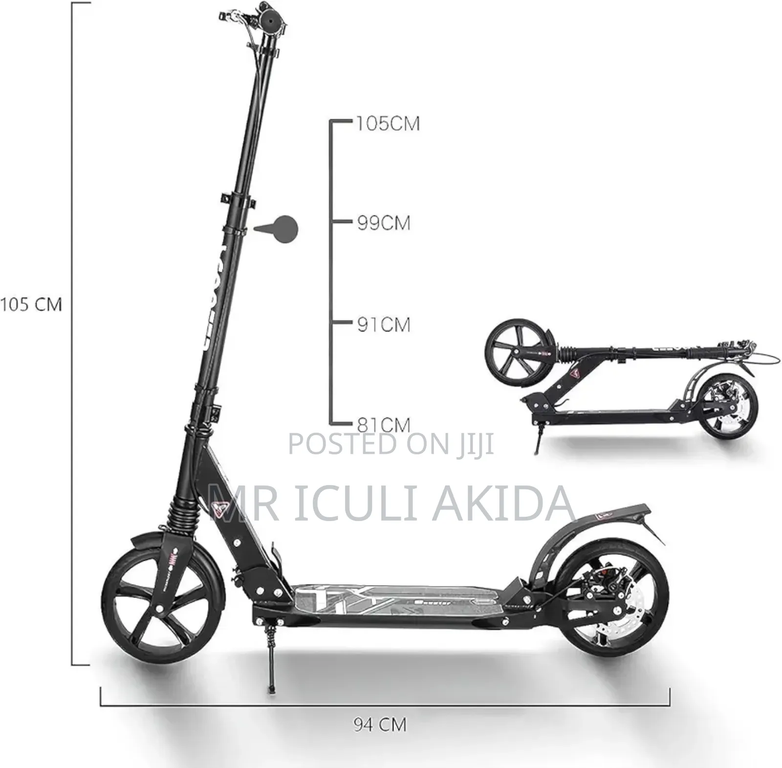 Big Wheel Adjustabl,Foldable Kick Scooter Wth Shock Absorber