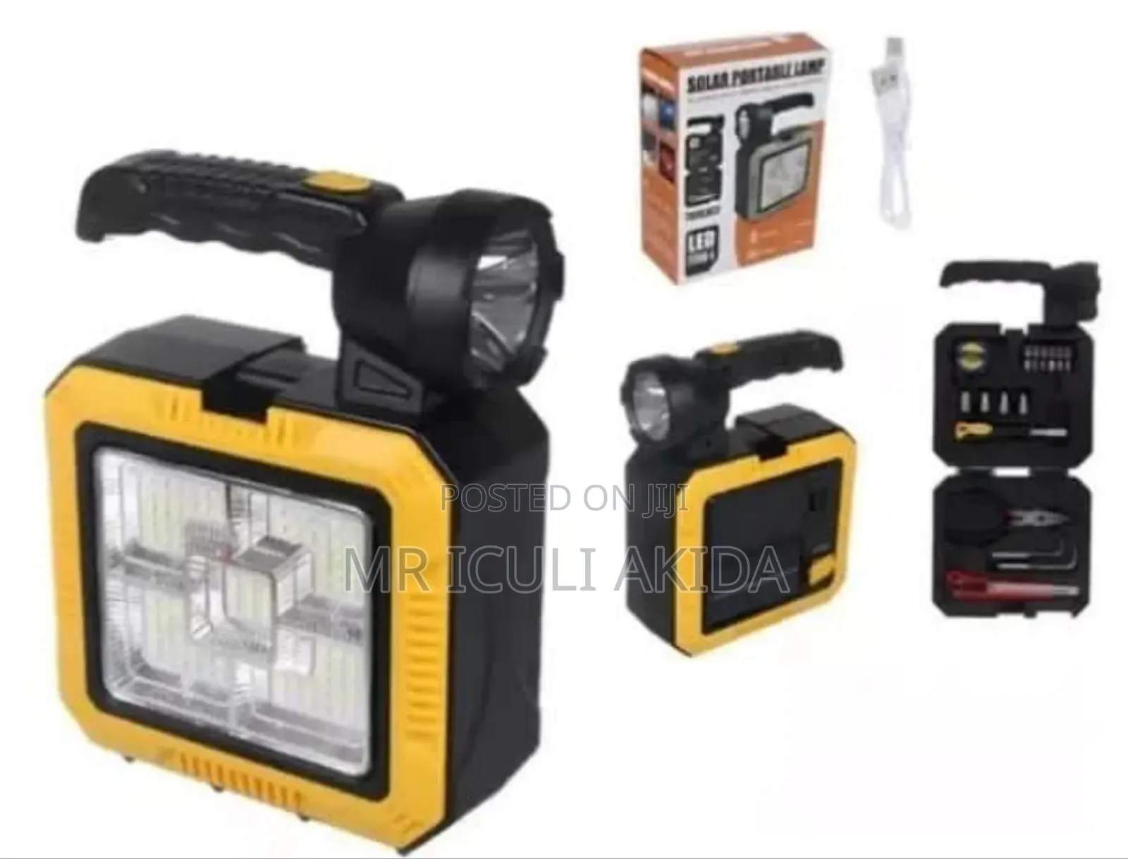 Dual Light Source Led Solar Portable Lamp With Tool Kit