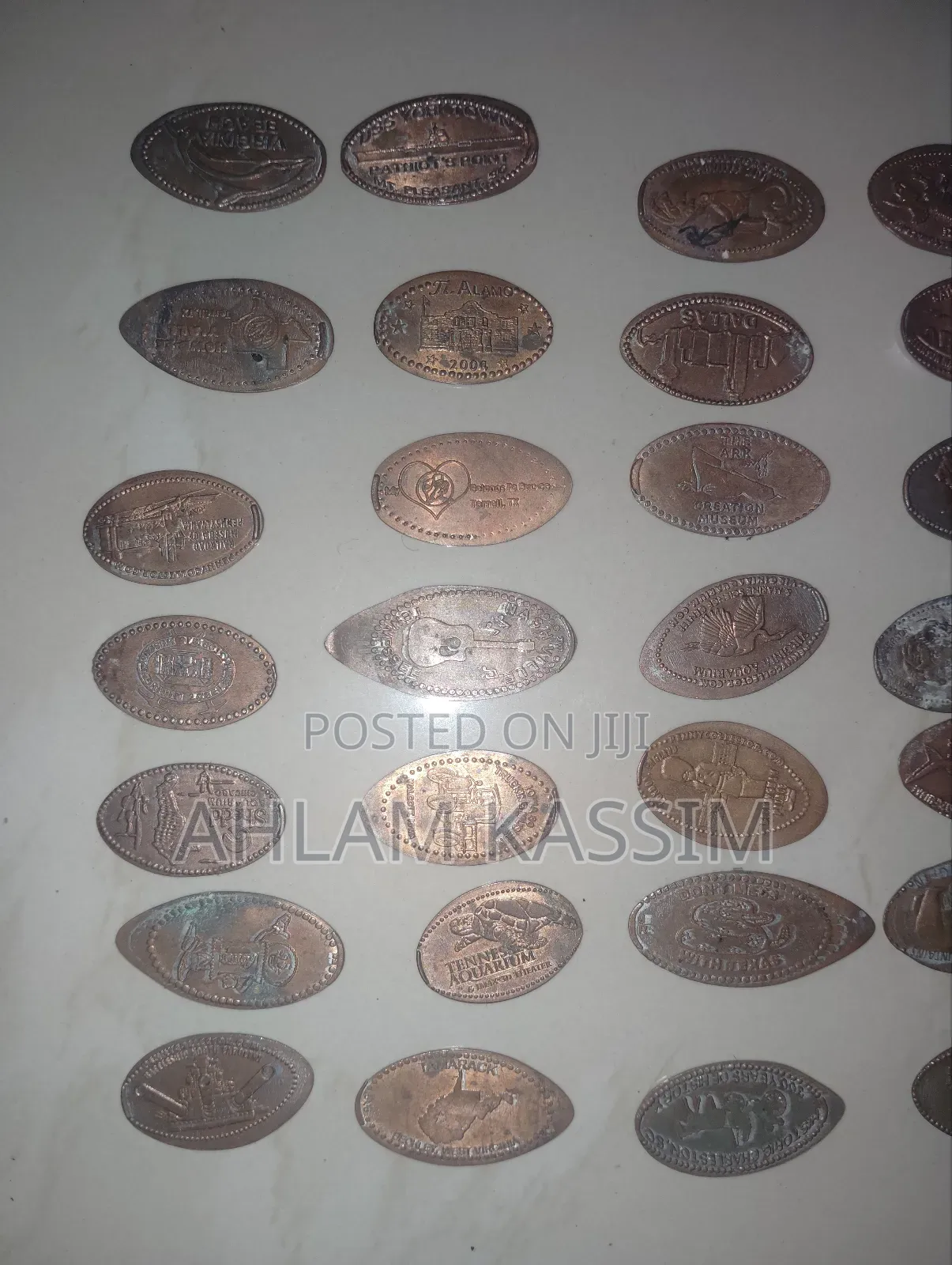 35 Assorted Pressed Elongated Copper Pennies