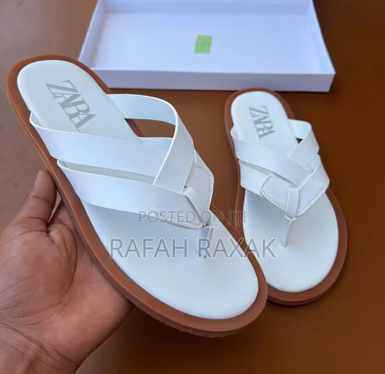 Original Men’S Luxury White/Brown Zara Leather Sandals