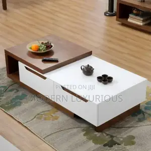 Made and Delivered/ to a Happy Center/ Table White Brown/