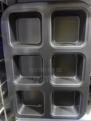 6-Cavity Square Muffin Pan Black