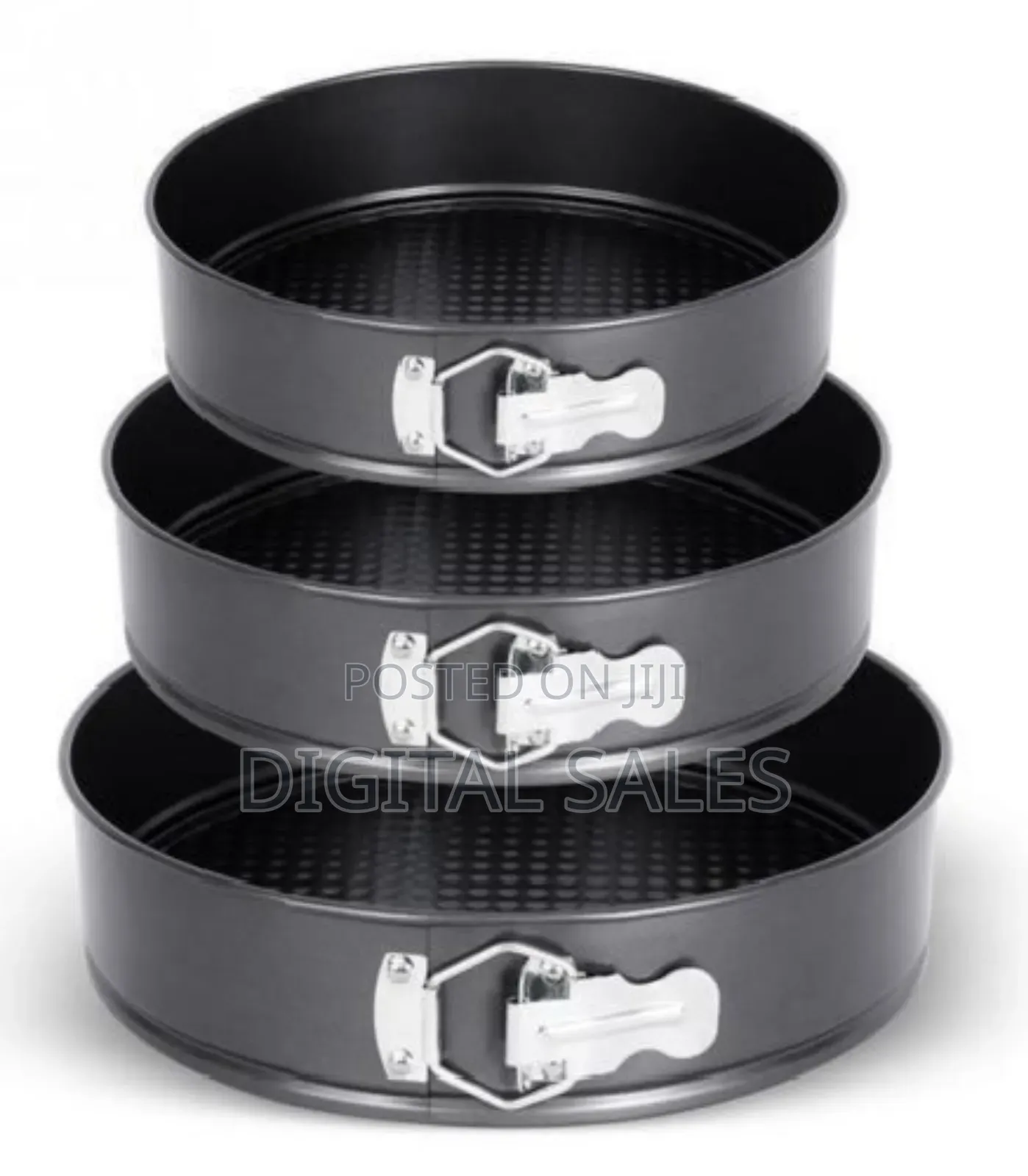 3 Pieces of Round Baking Cake Mould Pans Trays- Black