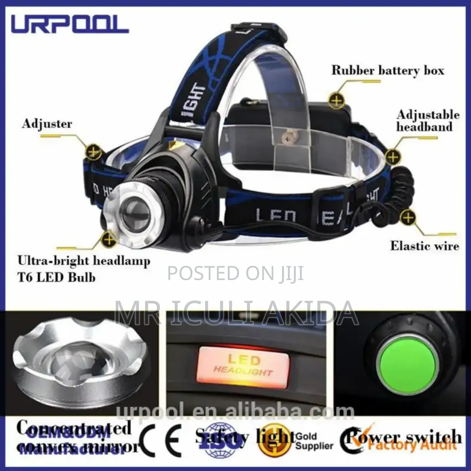 10w Super Bright Adjustable Headlamp for Hiking,Building,