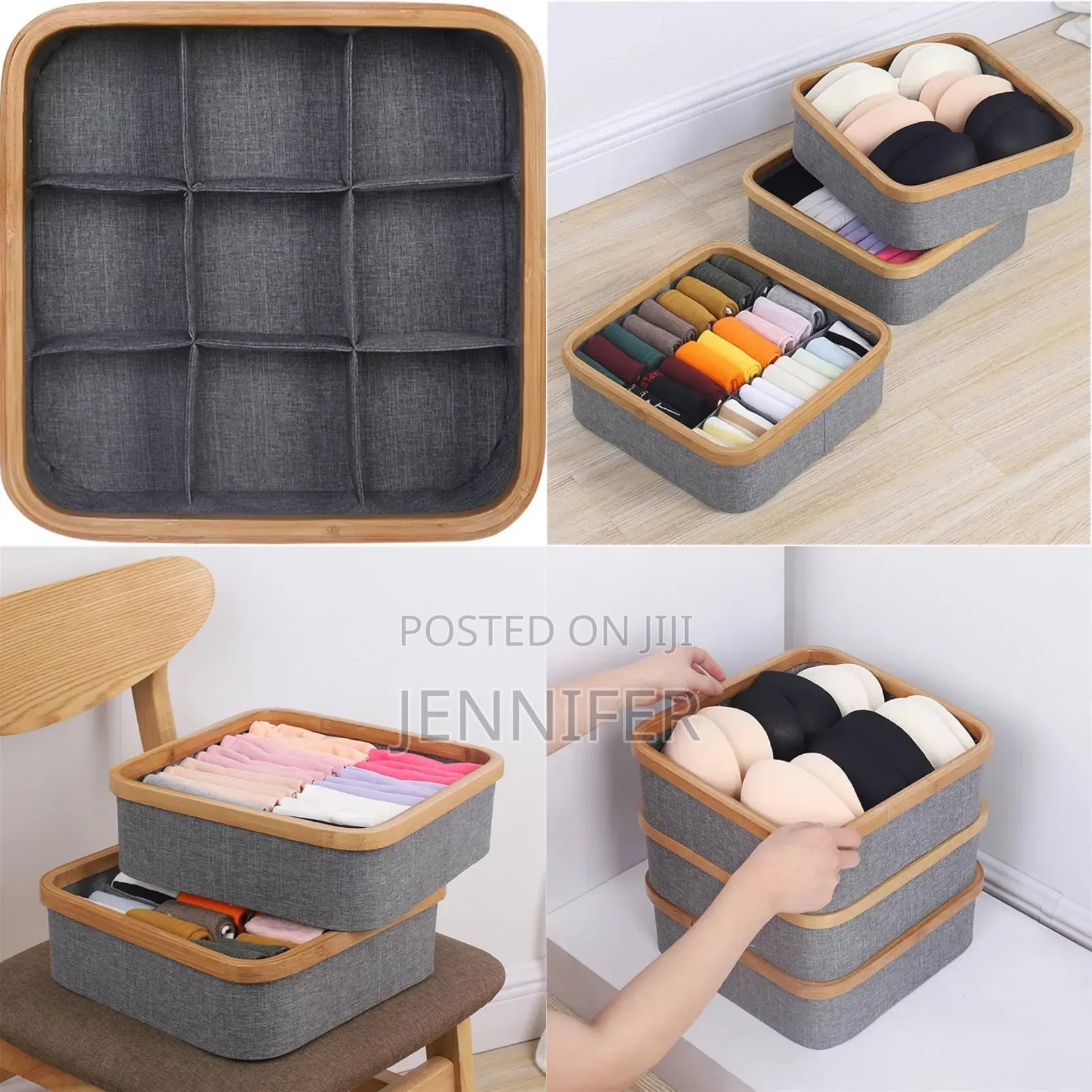 9-Cell Non-Lided Square Underwear Storage Basket