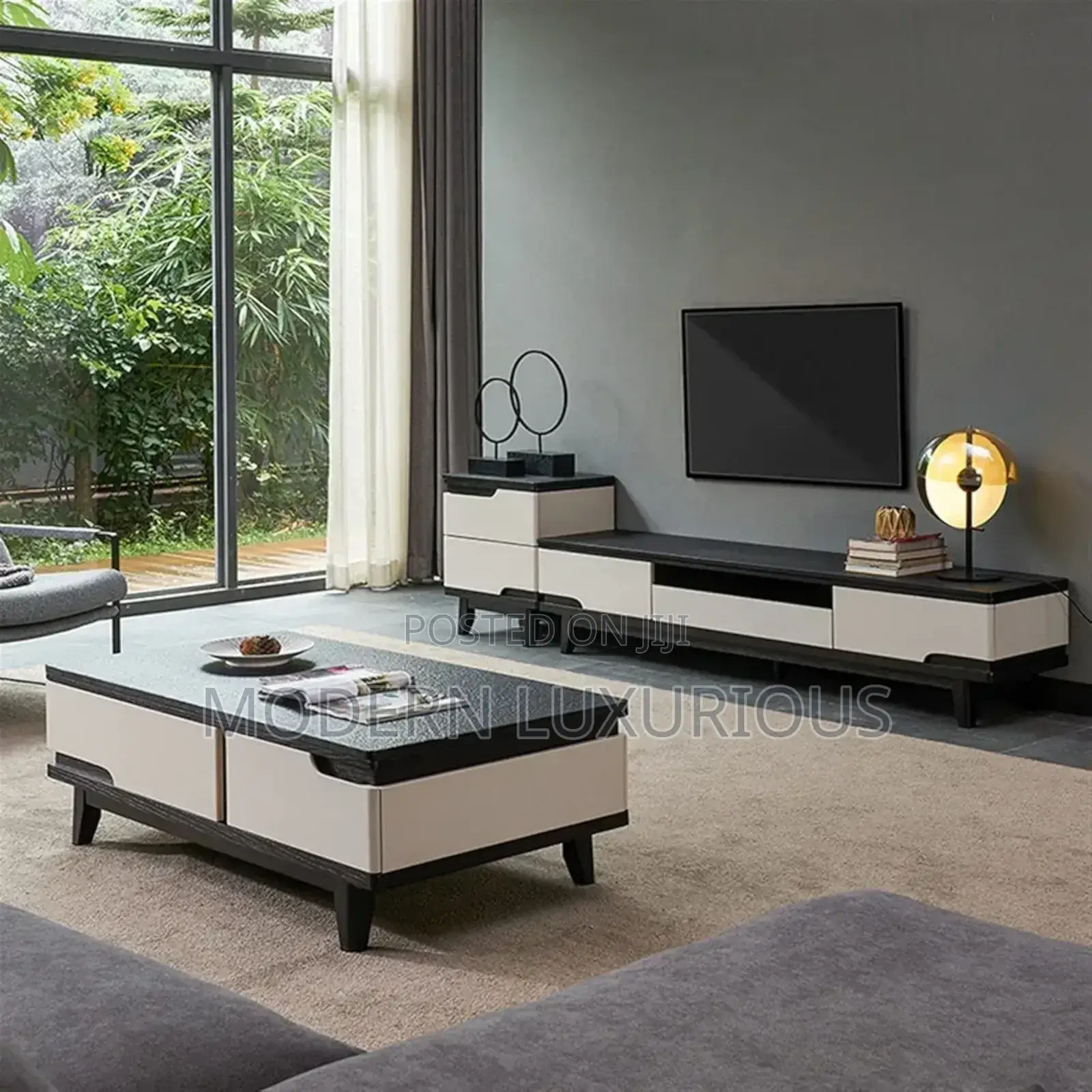The Center Table Has/ Turned White and/ Is Now Tv Stand/