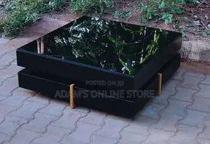 Black Certer Table and Gold Stripes