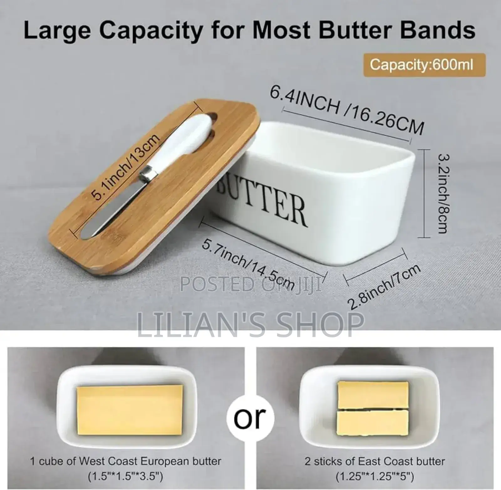 Ceramic Butter Dish With Knife