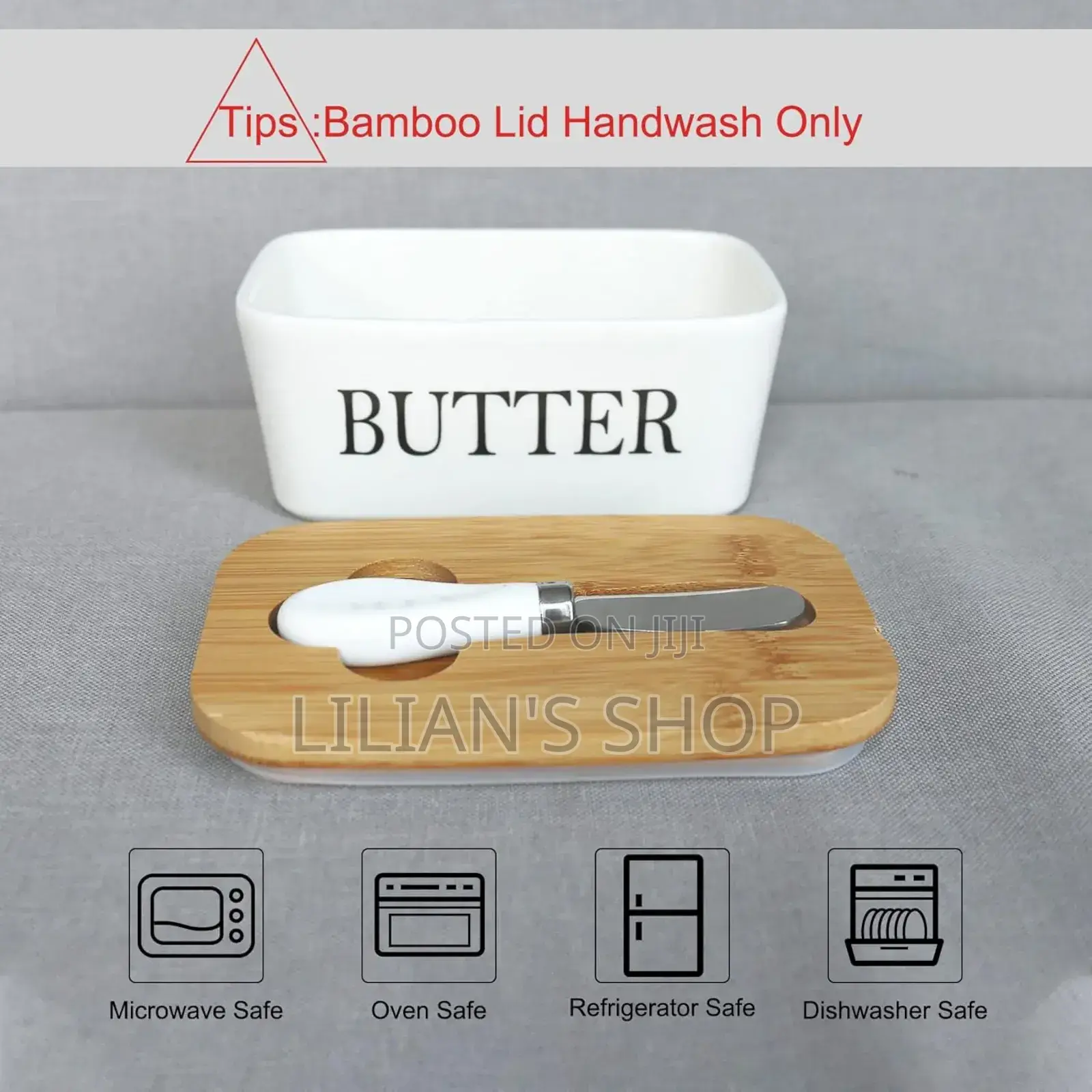 Ceramic Butter Dish With Knife