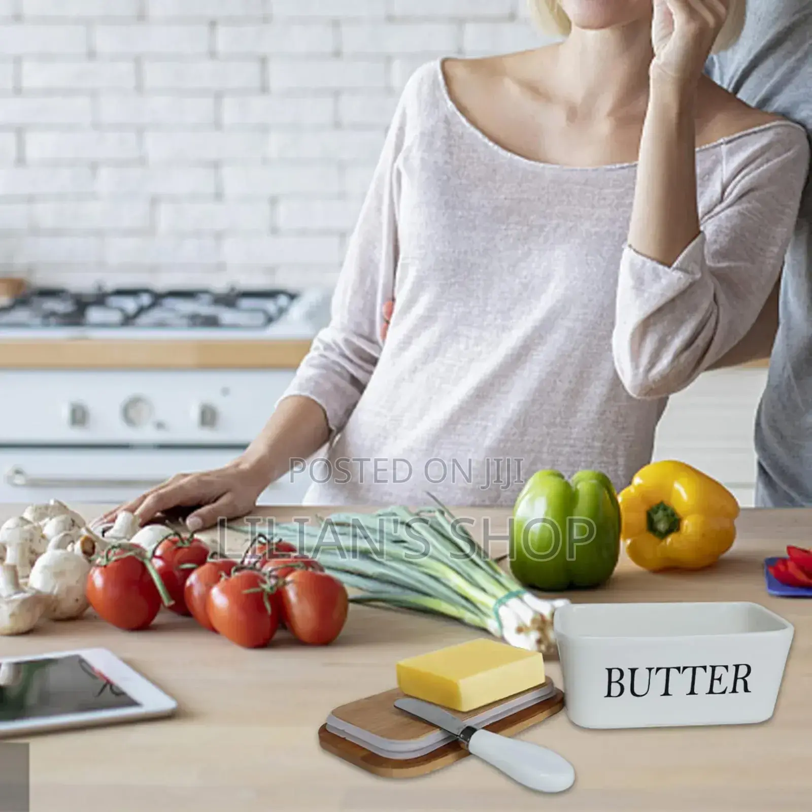 Ceramic Butter Dish With Knife