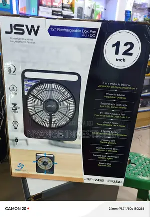 JSW Rechargeable Box Fan. 12 Inches Box Fan