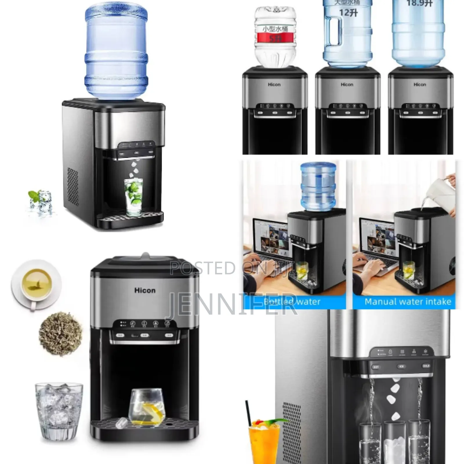 Hicon 3in1 Ice Cube Maker, Hot and Cold Water Dispenser