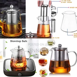 Transparen Borosilicate Glass Tea Kettle With Strainer 950ml