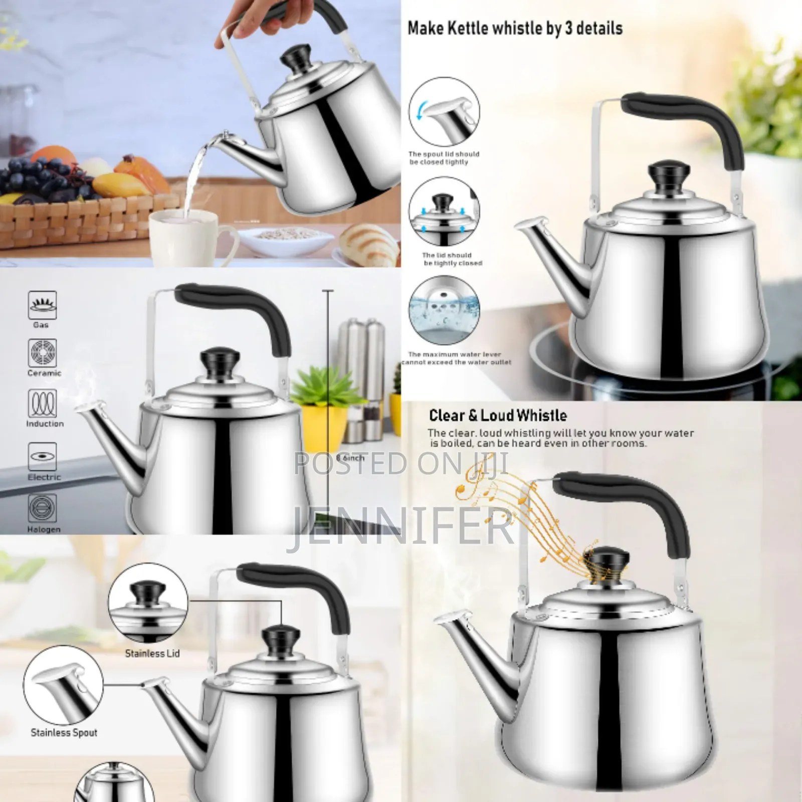 Durable Stovetop Stainless Steel 5litres Whistling Kettle