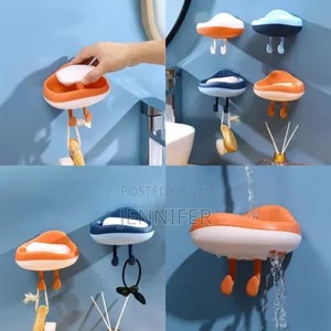 No Drill Cloud Style Soap Holder With Hooks