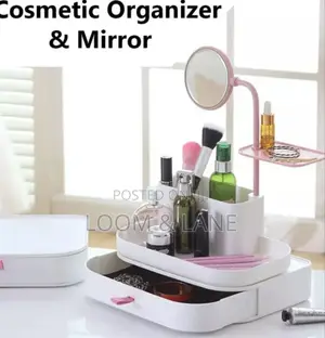 New Stylish Makeup Cosmetic Organizer With Rotating Mirror