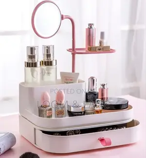 New Stylish Makeup Cosmetic Organizer With Rotating Mirror