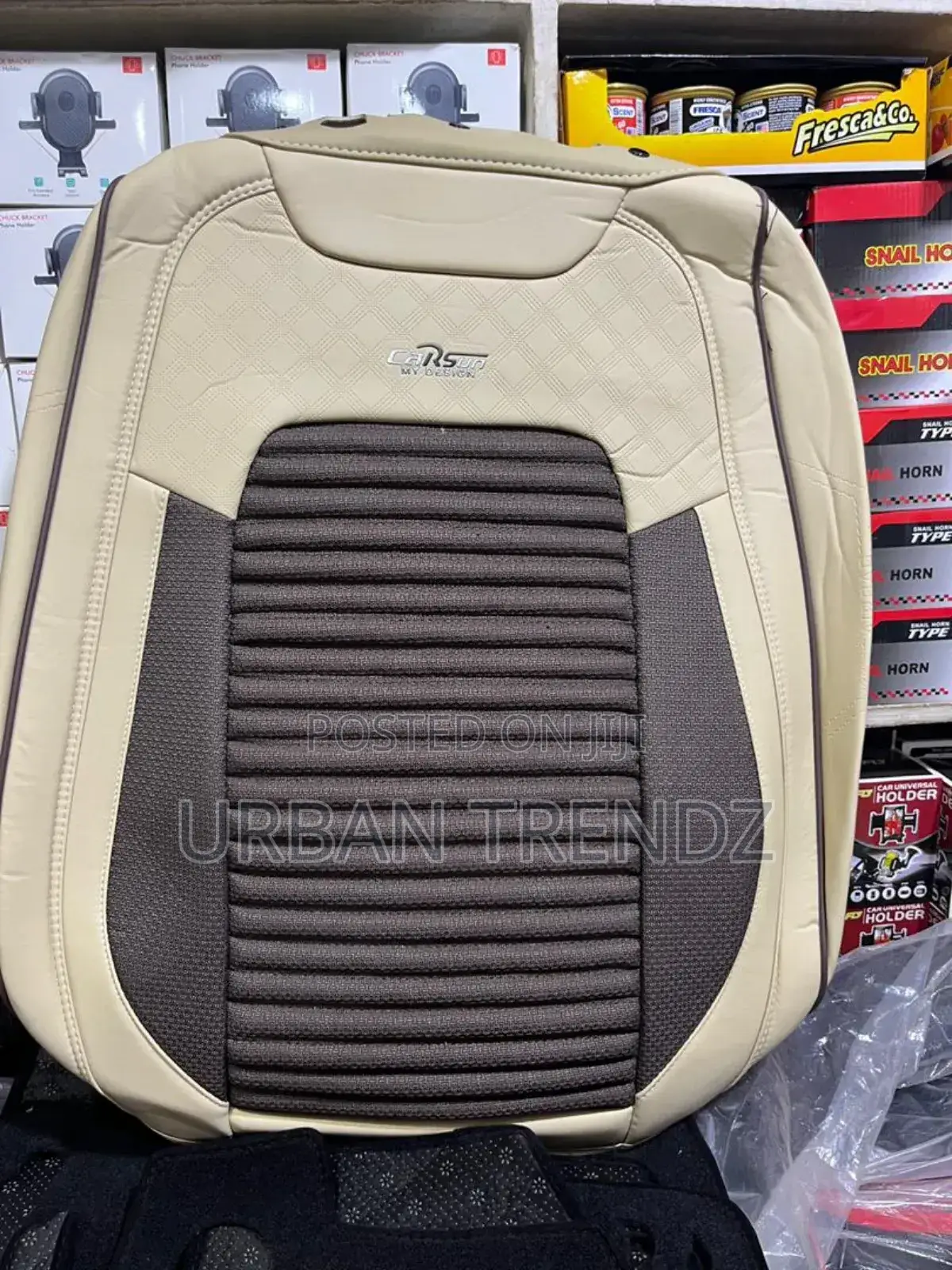 Car Seat Cover, Primarily Black With a Grey Central
