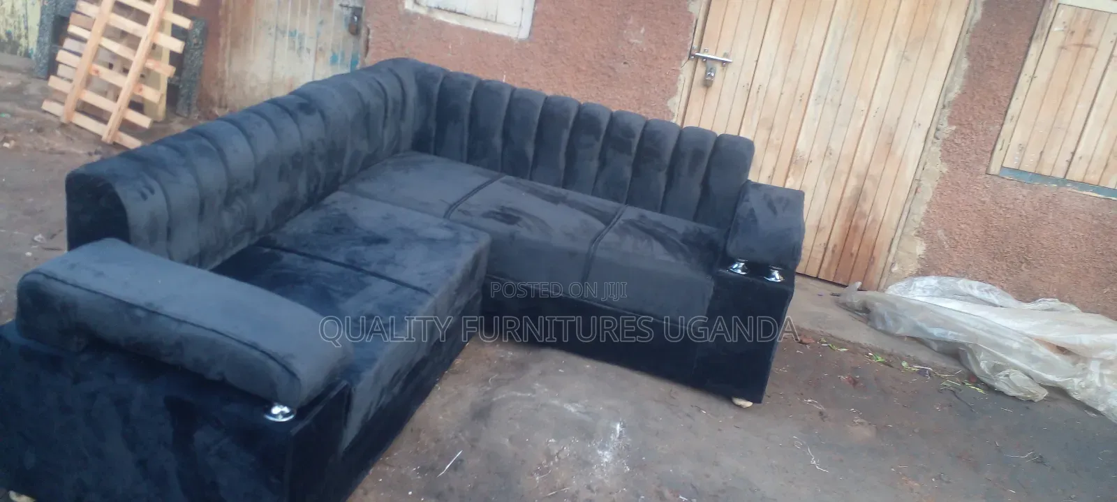 Black L Sofa Set