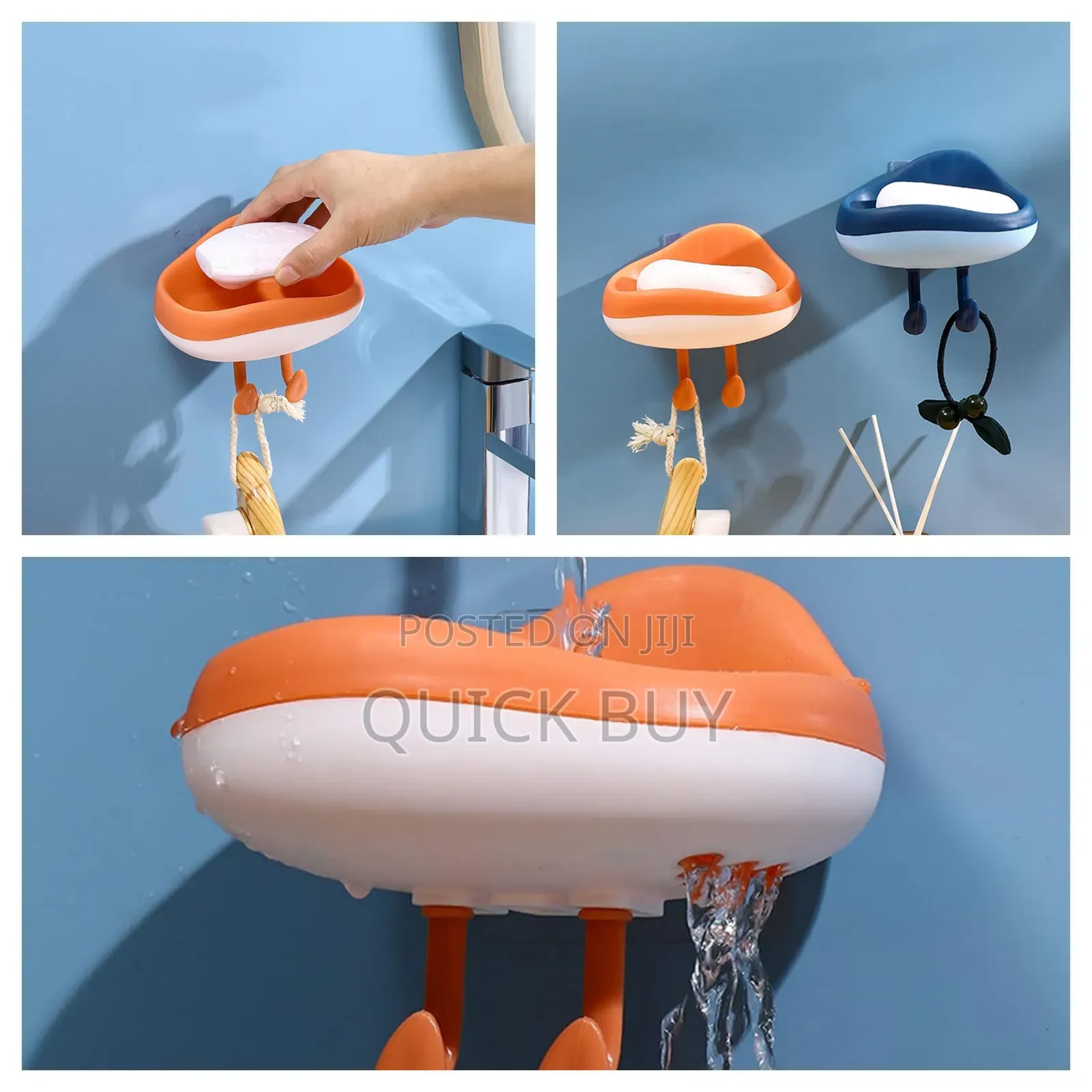 No Drill Cloud Style Soap Holder With Hooks