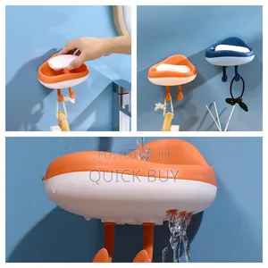 No Drill Cloud Style Soap Holder With Hooks