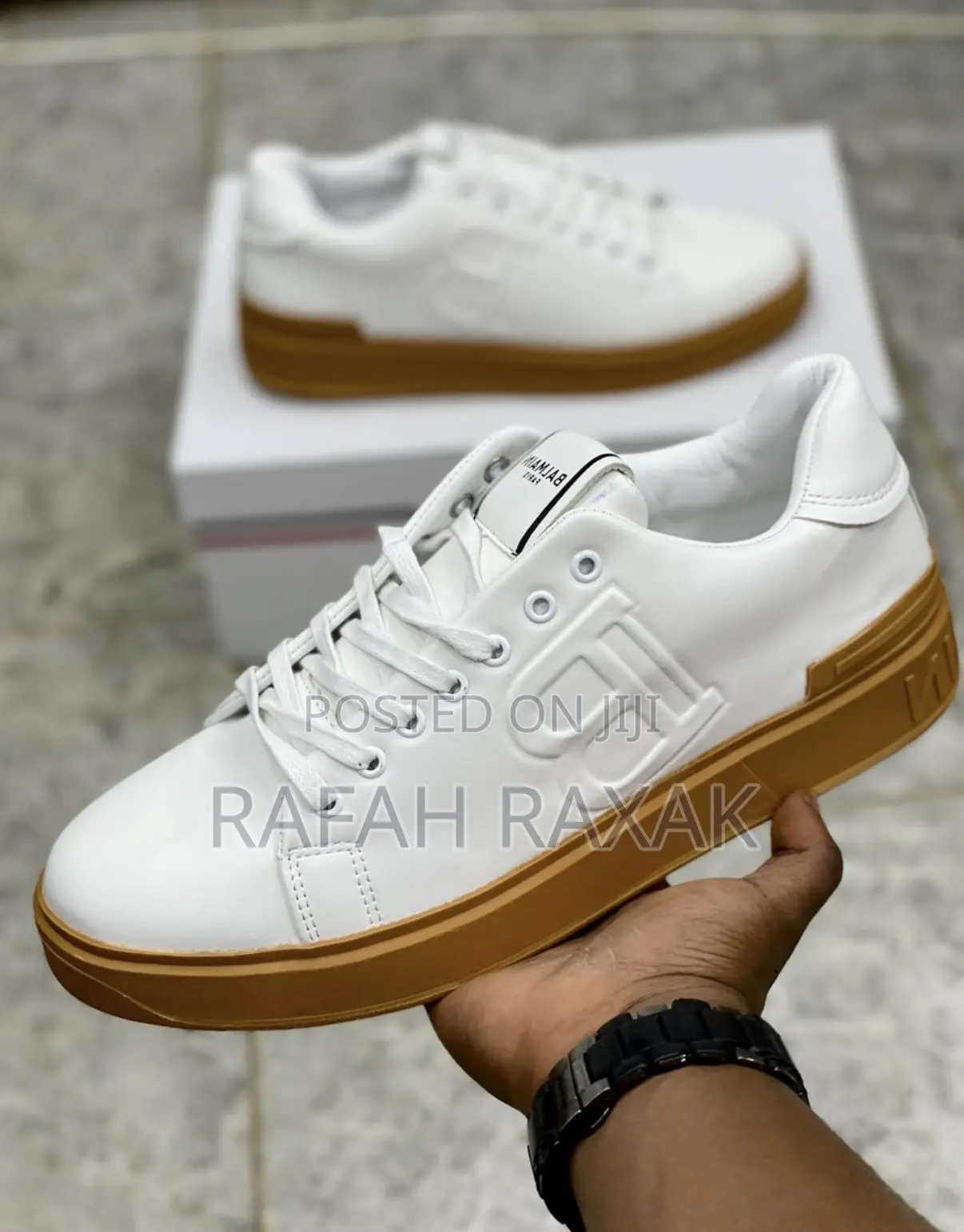Original Classy Men’S White/Brown Balmain Casual Sneakers