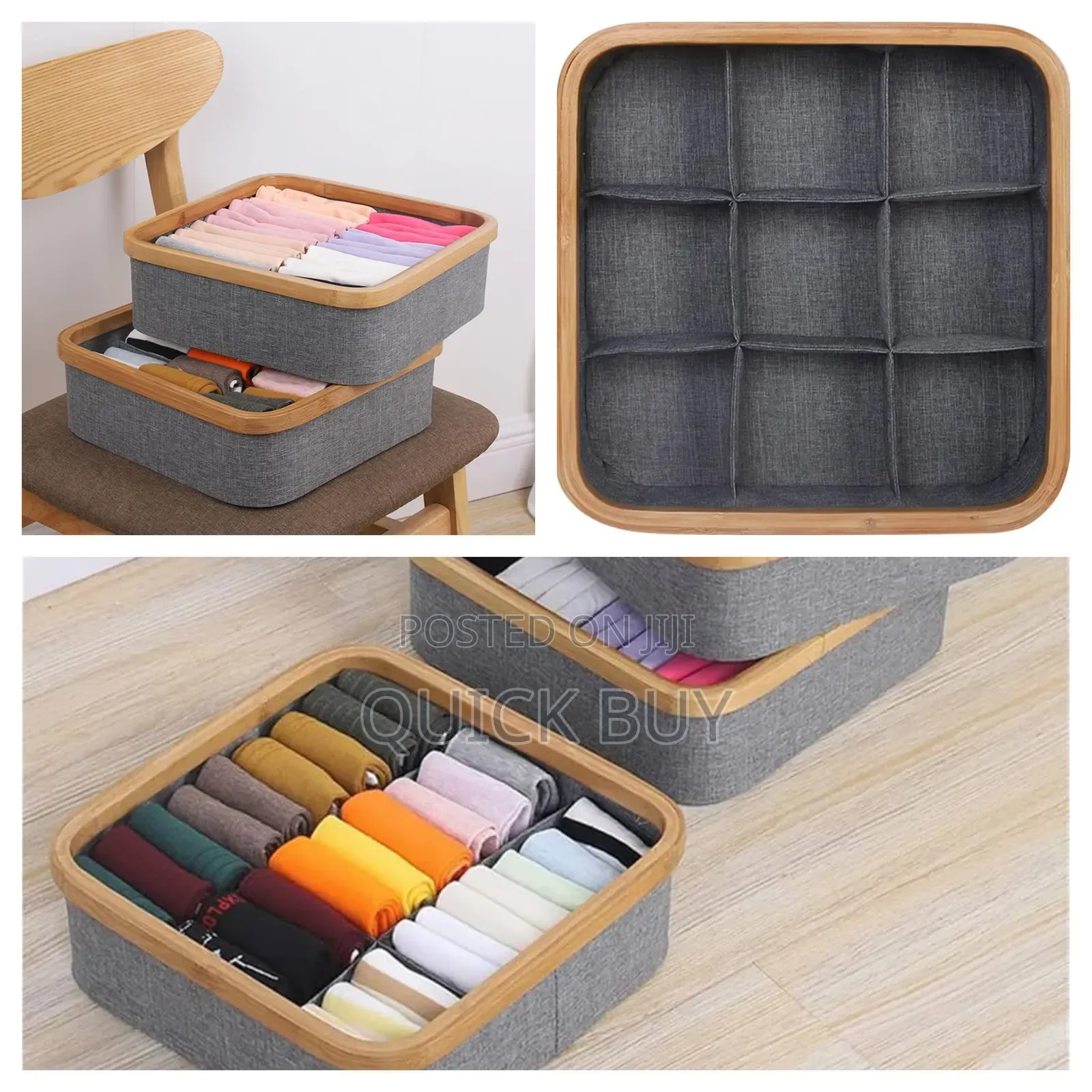 9-Cell Non-Lided Square Underwear Storage Basket