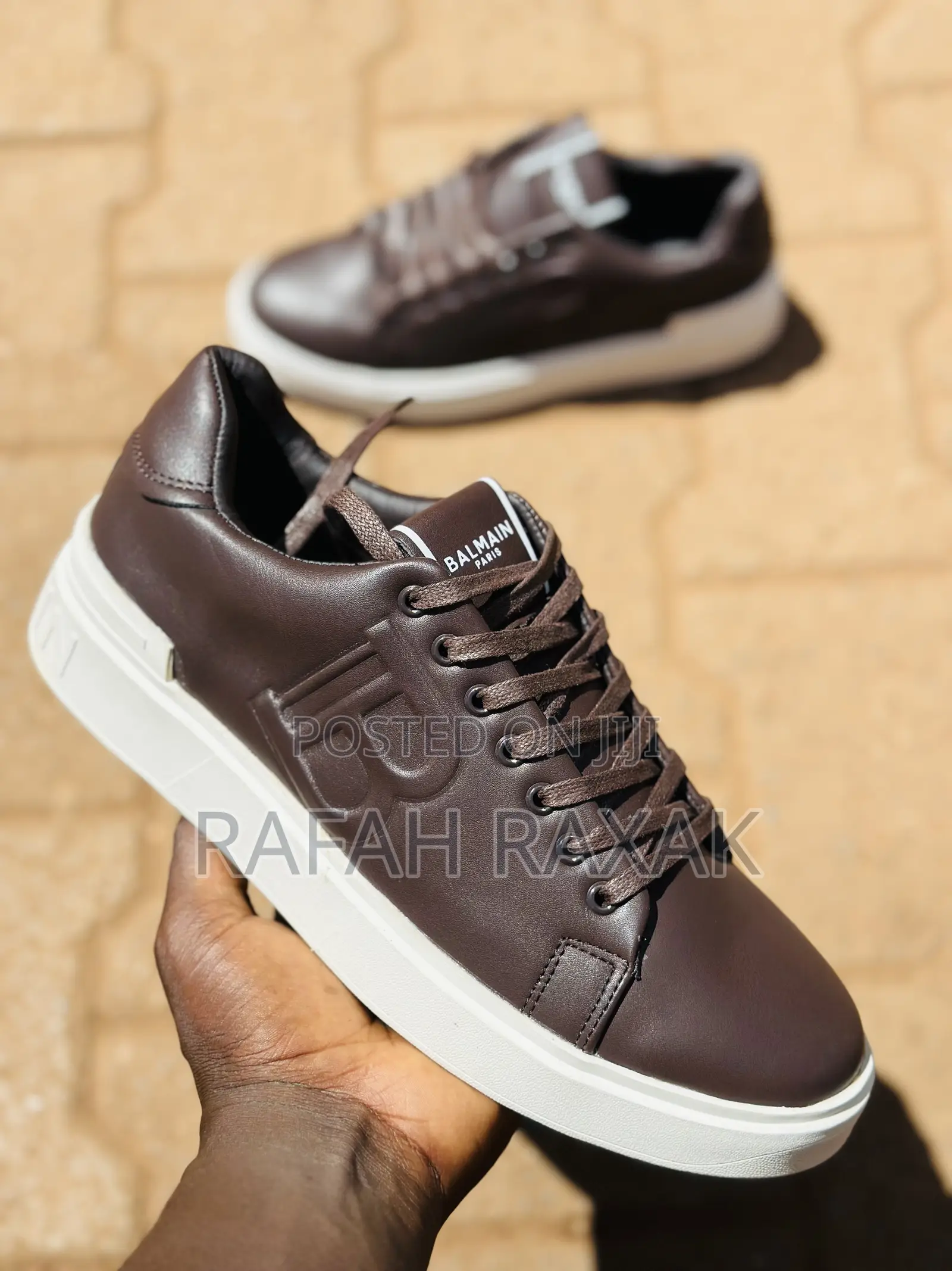 Original Balmain B-Court Smart Casual Tan Leather Sneaker