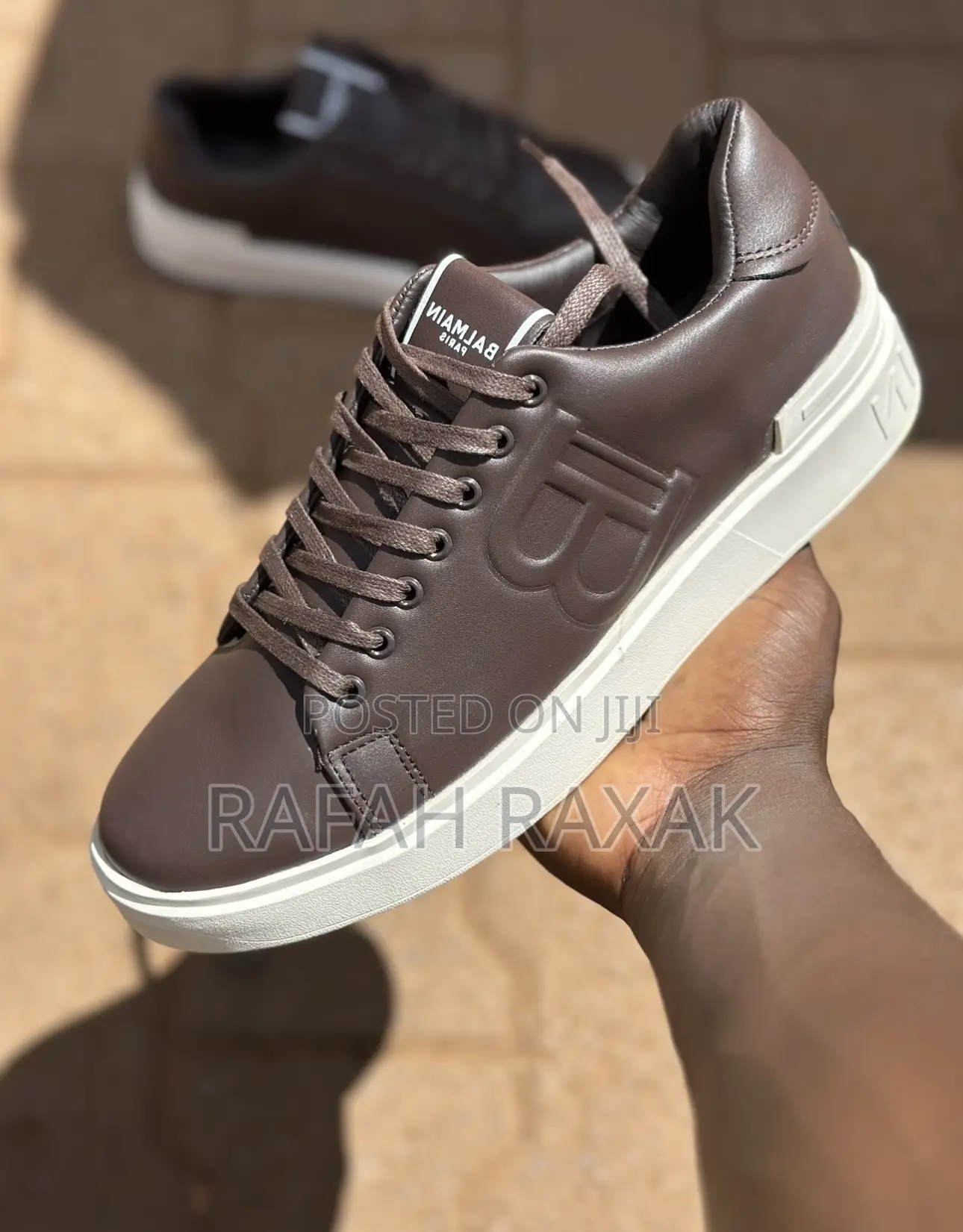Original Brown/White Balmain B-Court Casual Leather Sneakers