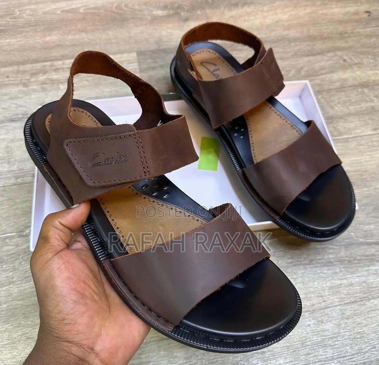 Original Classic Brown Leather Clarks Ankle Strap Sandals