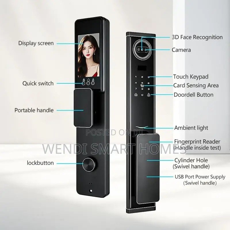 Smart Door Lock, With Active Intercom, 3d Face Recognition