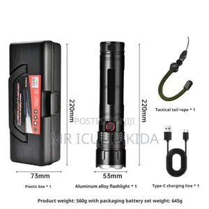 7200mah Large Capacity 30w Rechargeable Led Torch Flashlight
