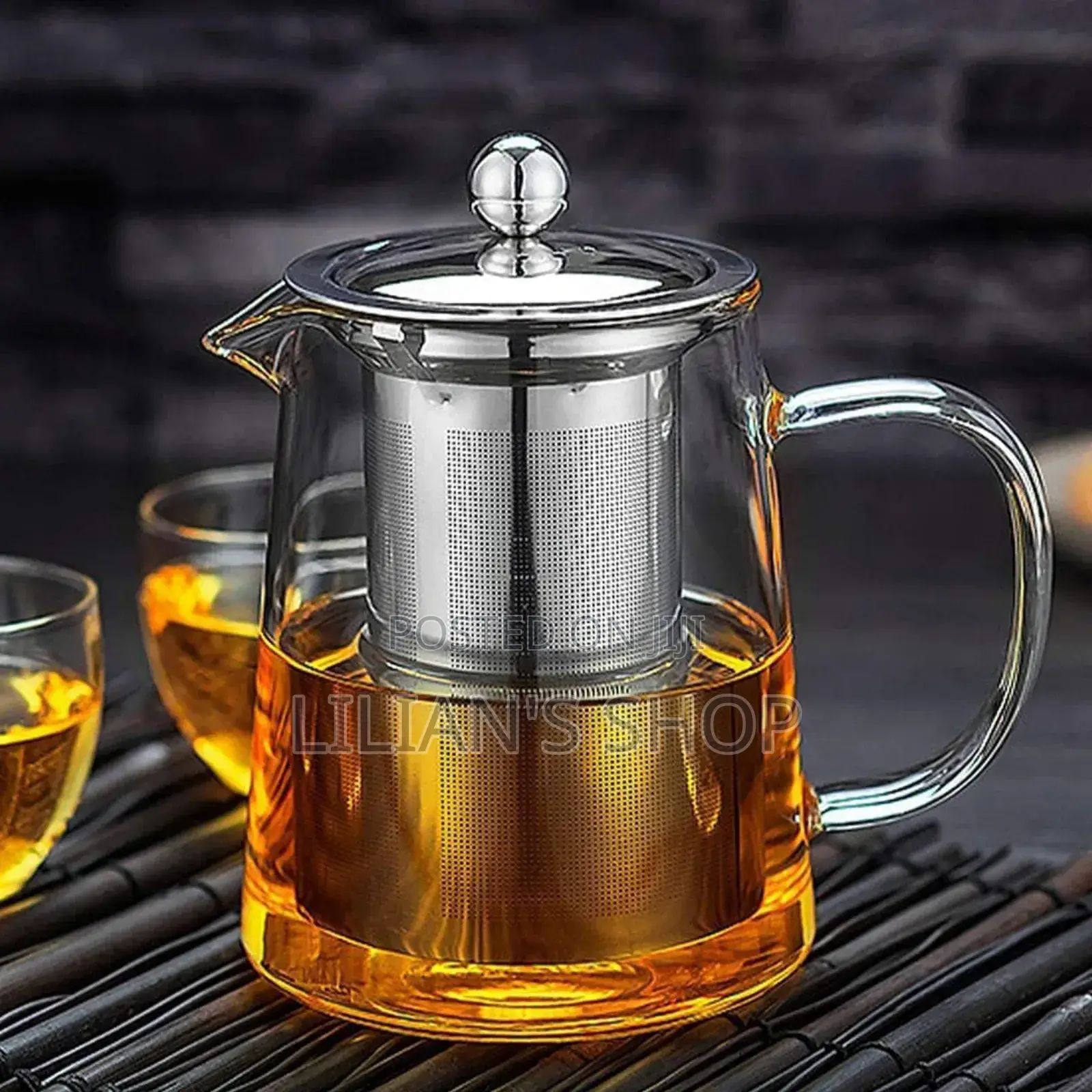 Transparent Round Borosilicate Kettle With Strainer 950ml