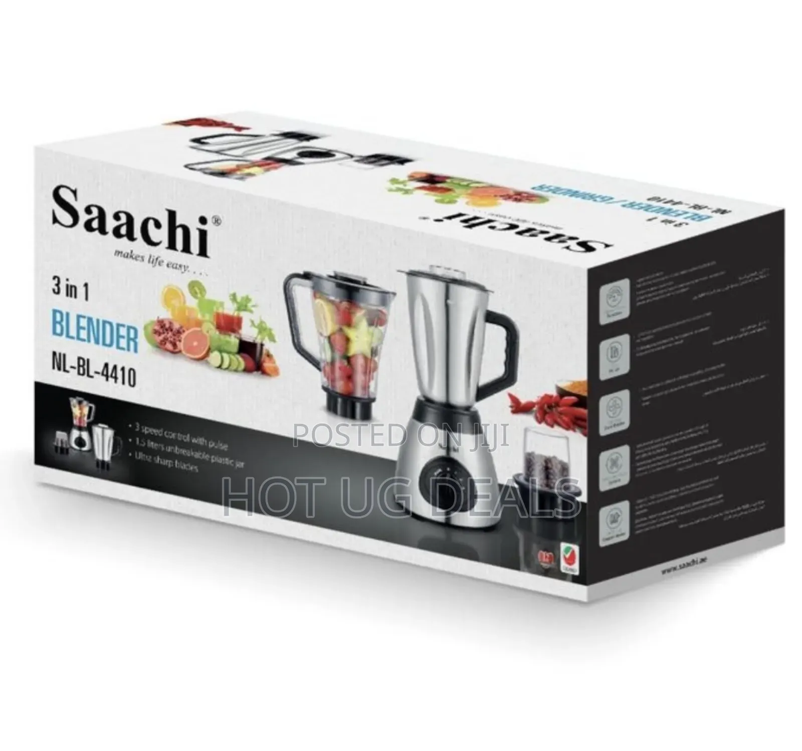 Saachi 3 In 1 Electric Blender With Plastic Stainless Jar