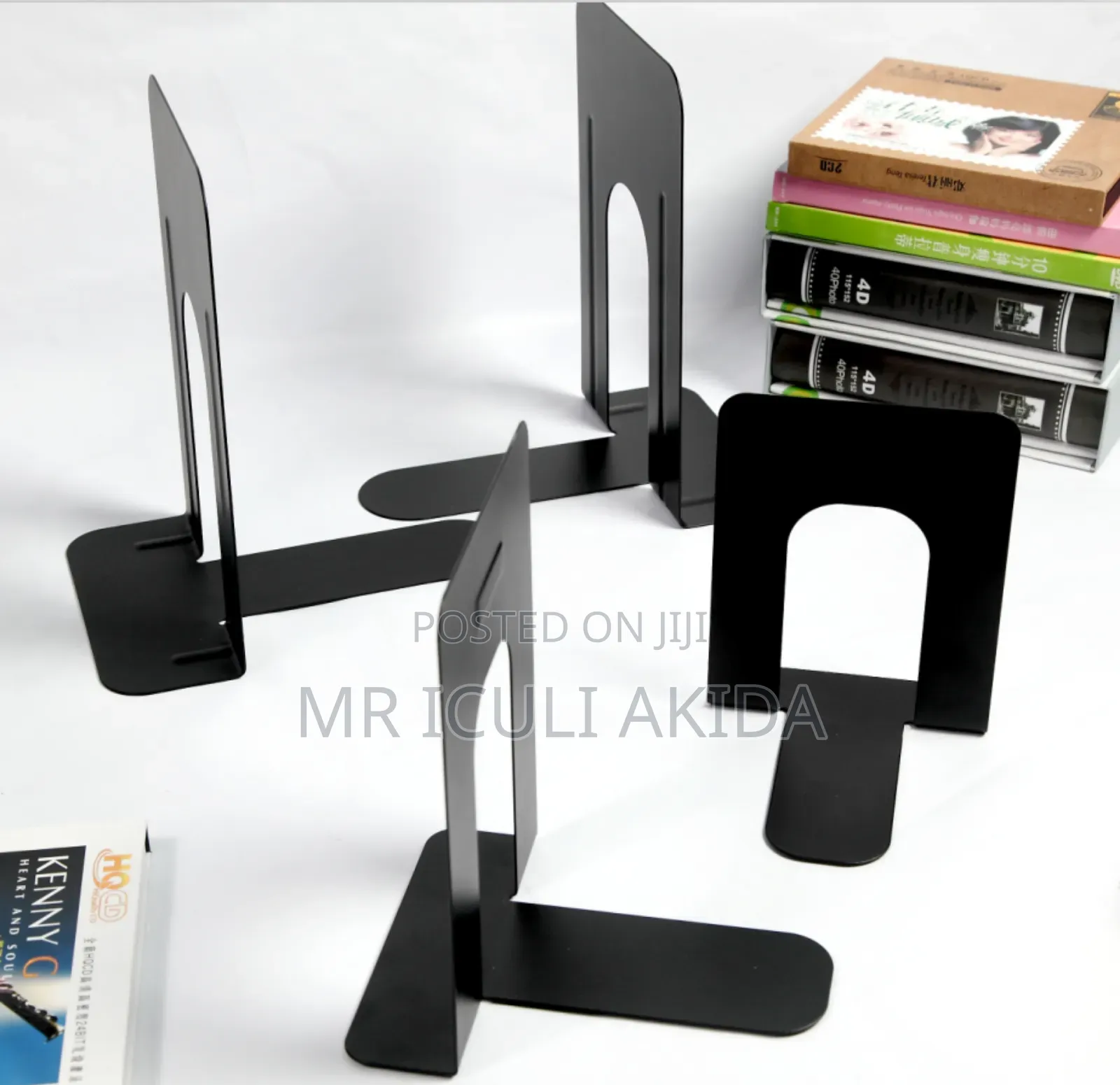 2pcs Metal Coated Bookend Desk Documents Organiser