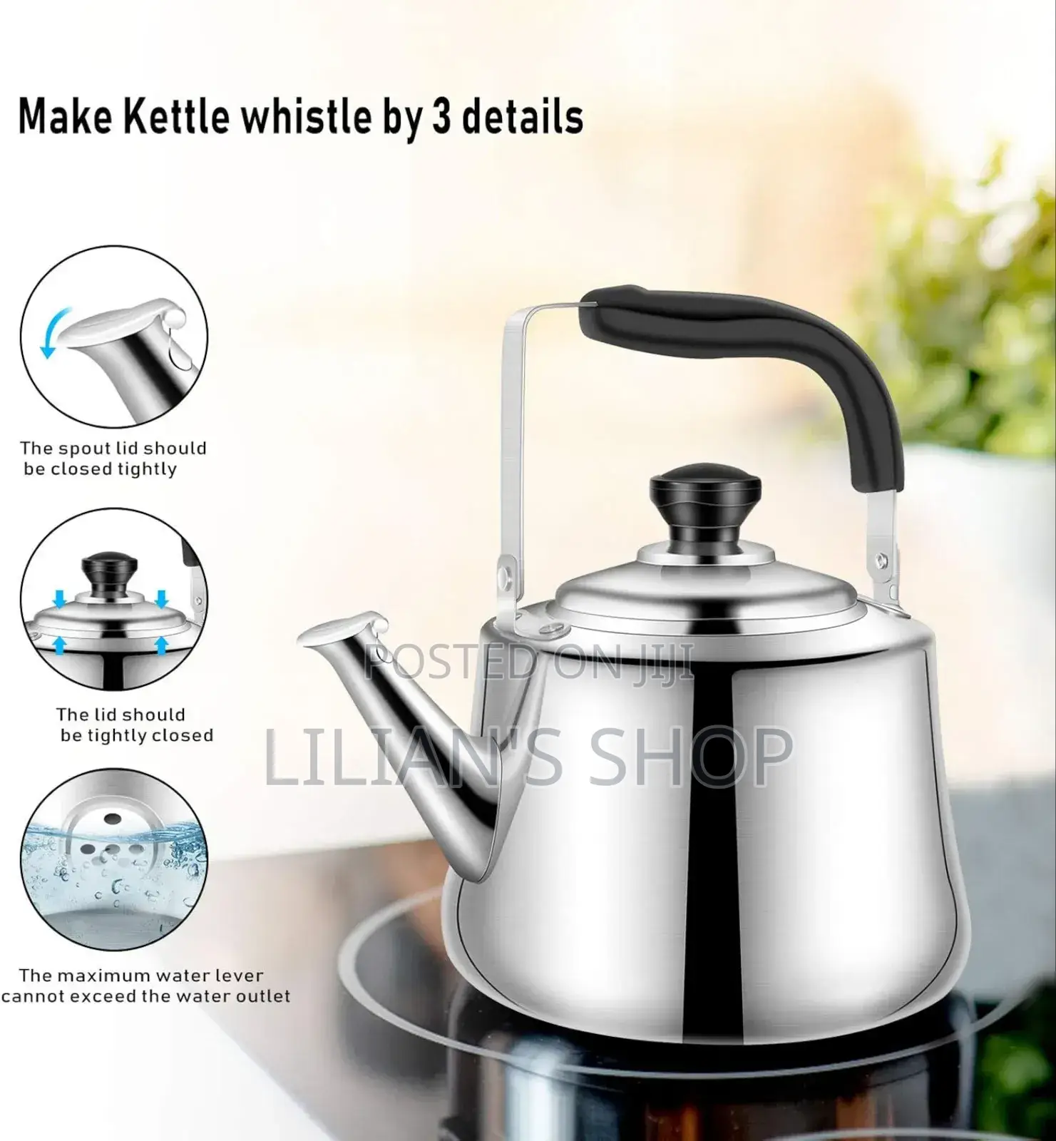 Durable Stovetop Stainless Steel 5litres Whistling Kettle