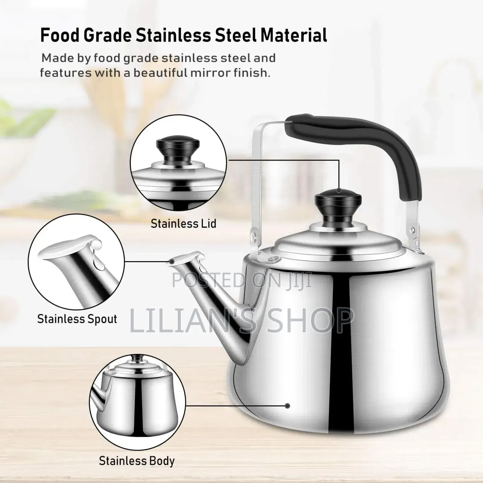 Durable Stovetop Stainless Steel 5litres Whistling Kettle