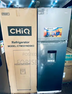 Chiq 331l Double Door No Frost Refrigerator With Dispenser