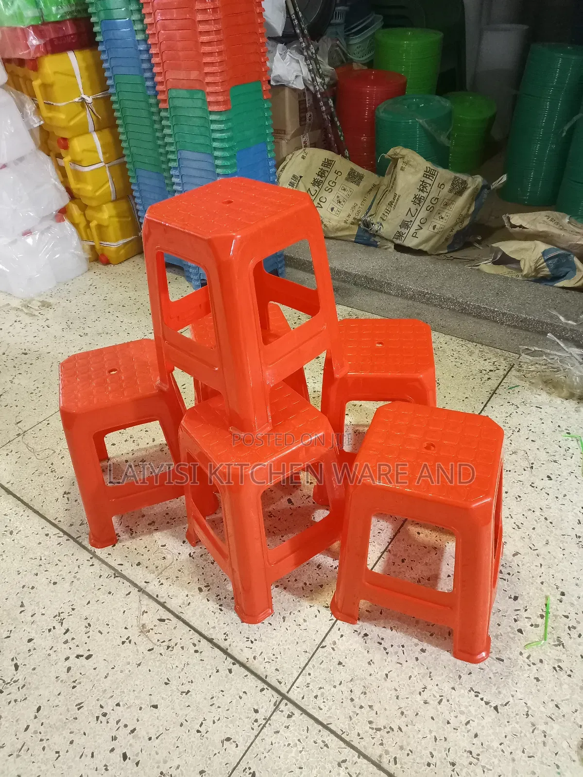 Set of 6 Durable Plastic Stools – Stackable, Multi-Purpose